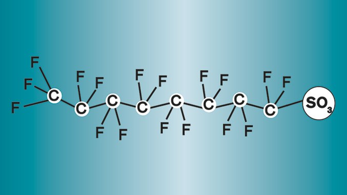 PFAS-molekyl. Illustration.