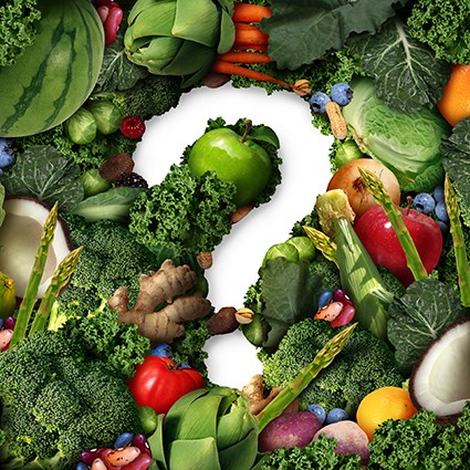 Frågetecken bland grönsaker Shutterstock47182679