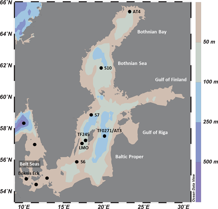 Karta över Östersjön.