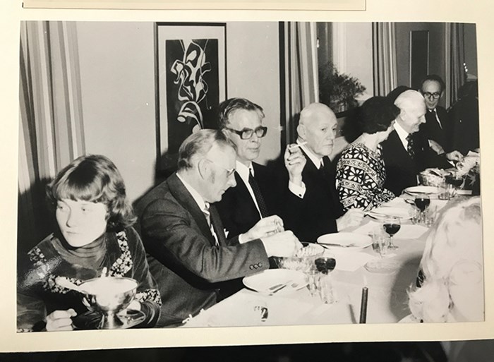 Även i Alnarp dukades det till festliga måltider, här på försöksledarmötet 1977.
