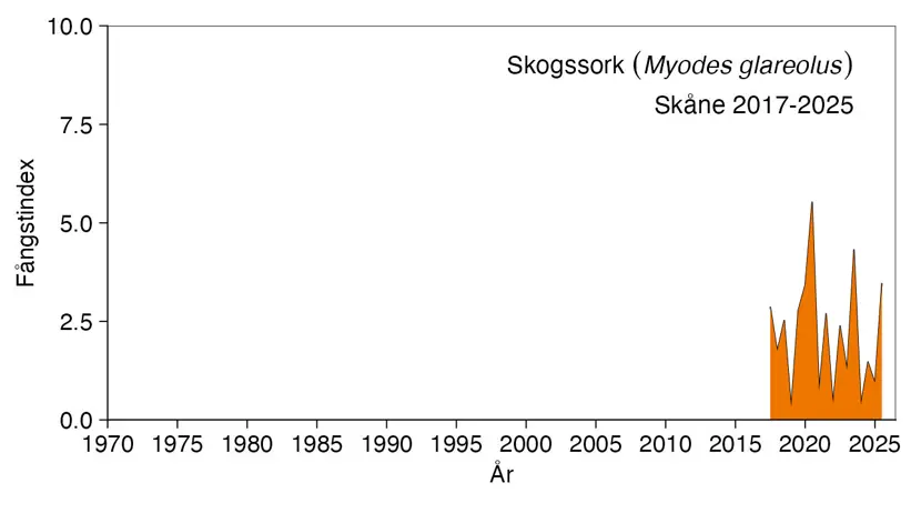 Diagram visar antalet fångade skogssorkar.