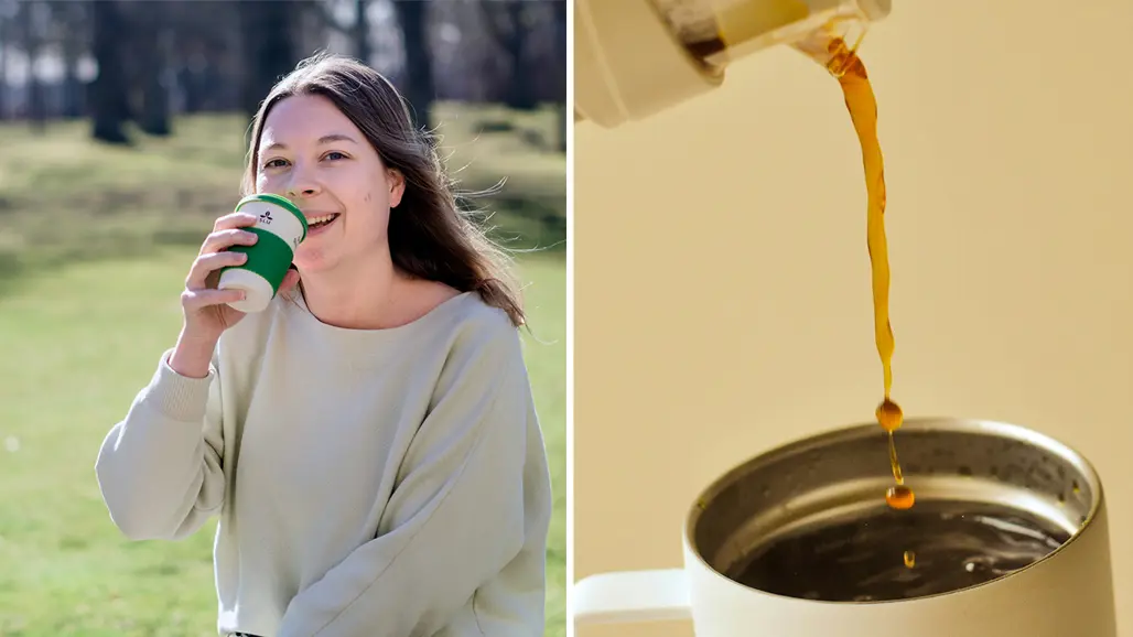 Rosa Hellman och en kaffe kopp