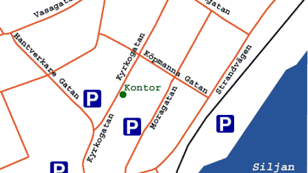 The image shows a map of Mora city, where the office is located