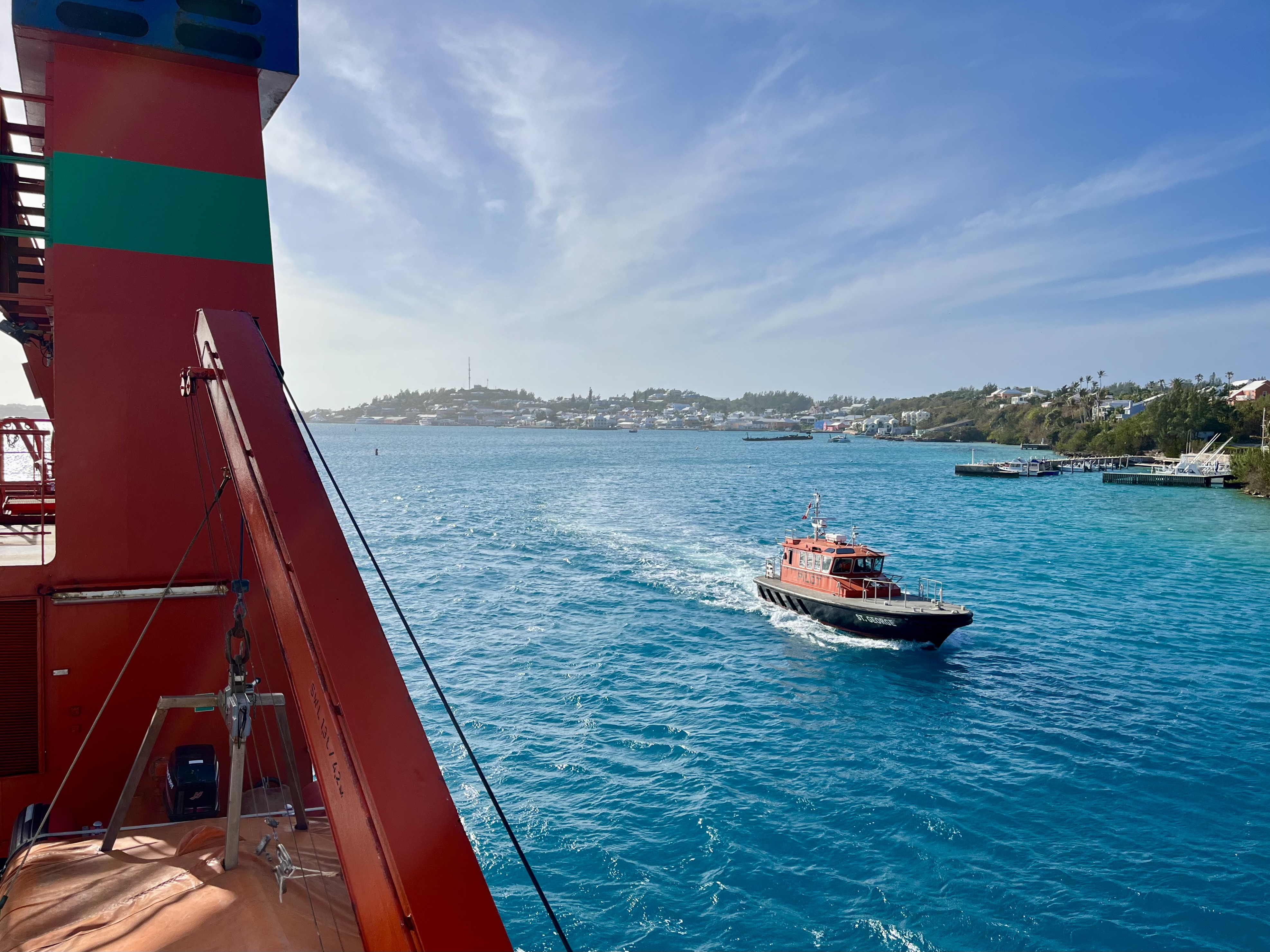 A picture of a boat leaving the harbour