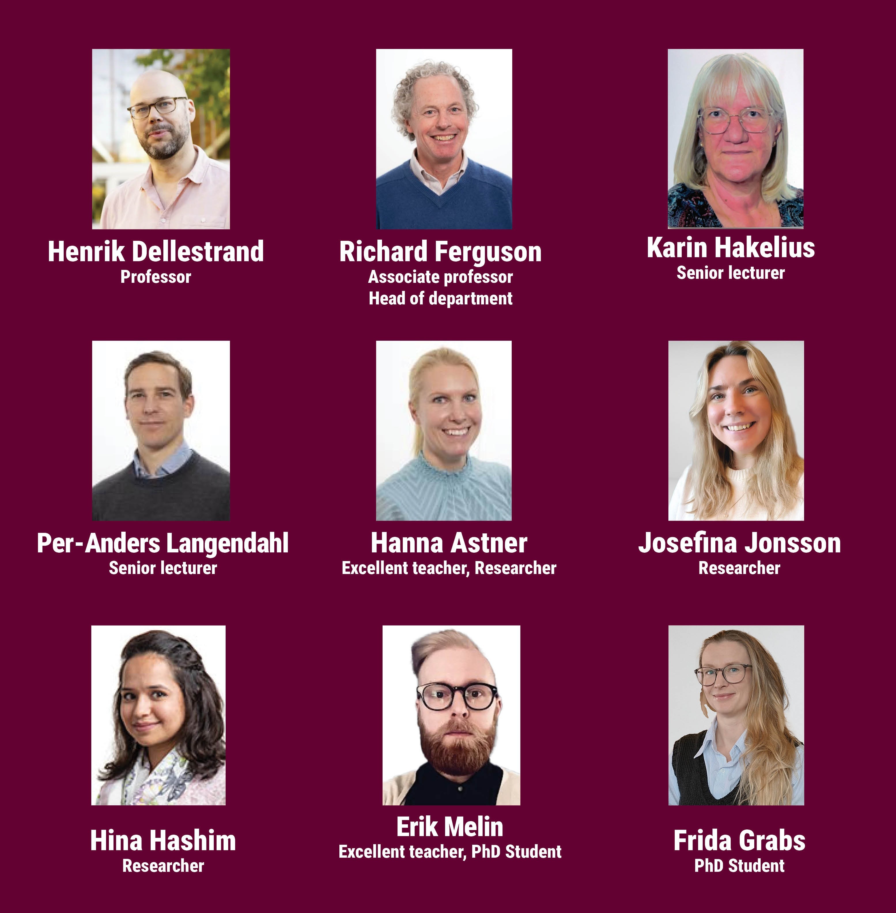 Porträtt och namn på alla medlemmar i EIS-gruppen