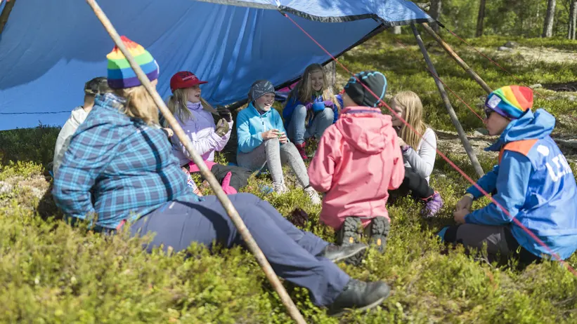 Barn under vindskydd
