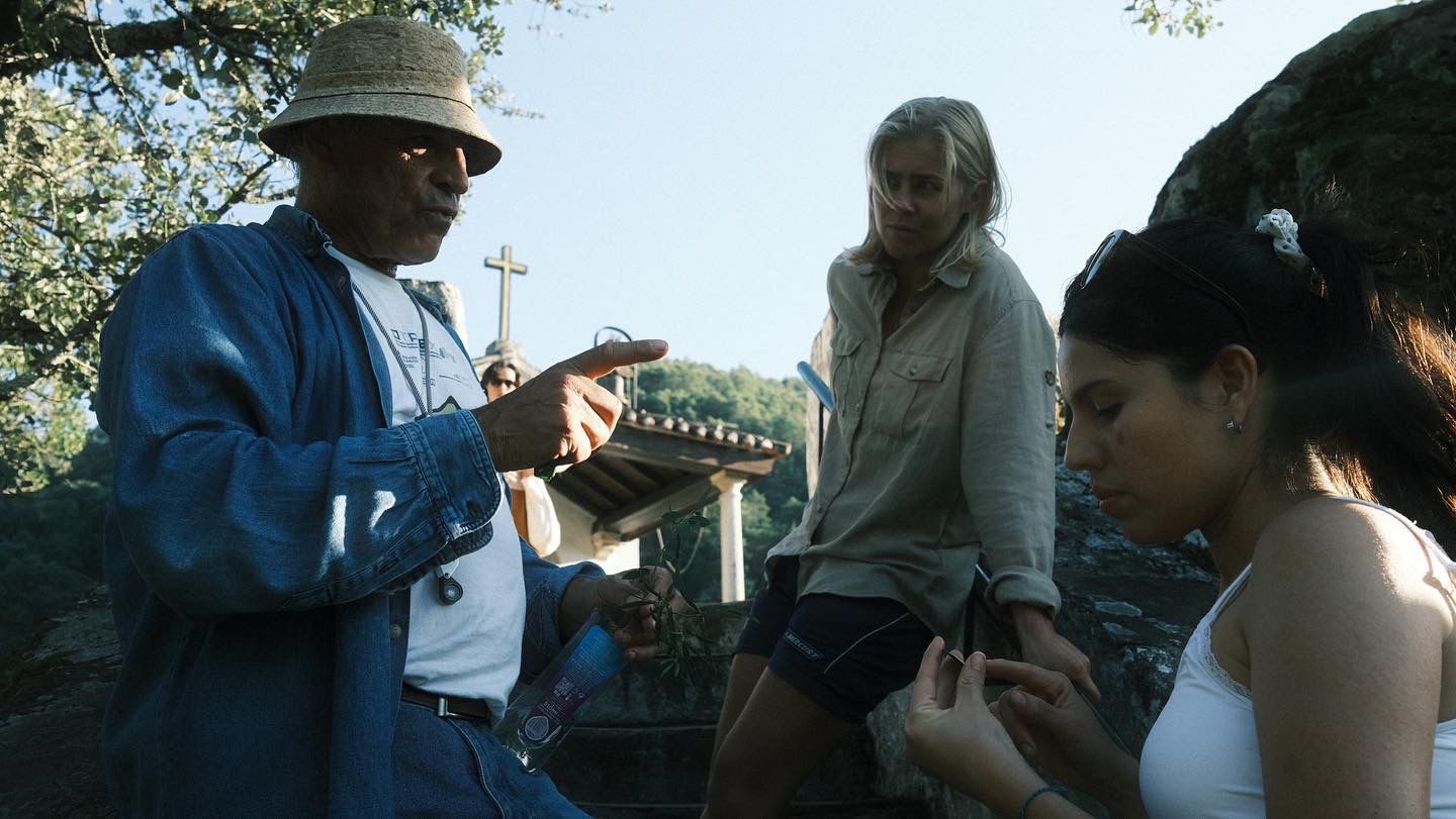 Three persons in Evora, Portugal