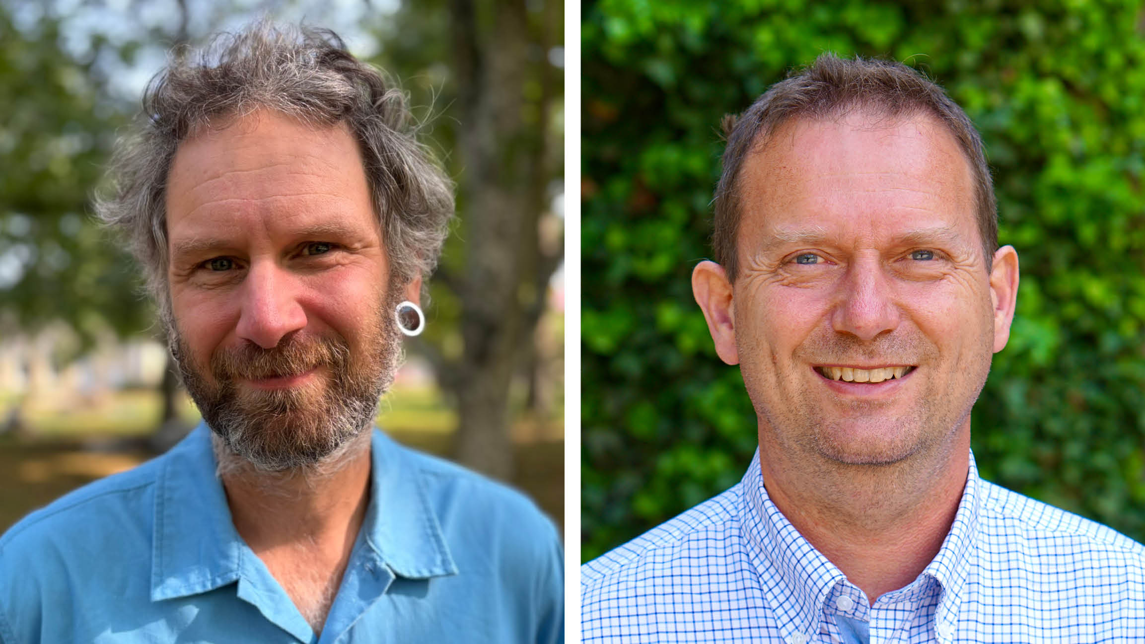 Porträttfoto på två män. 