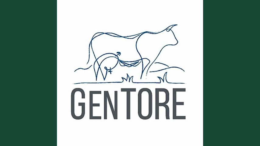 Logo for the GenTORE project depicting a cow/bull in grass.
