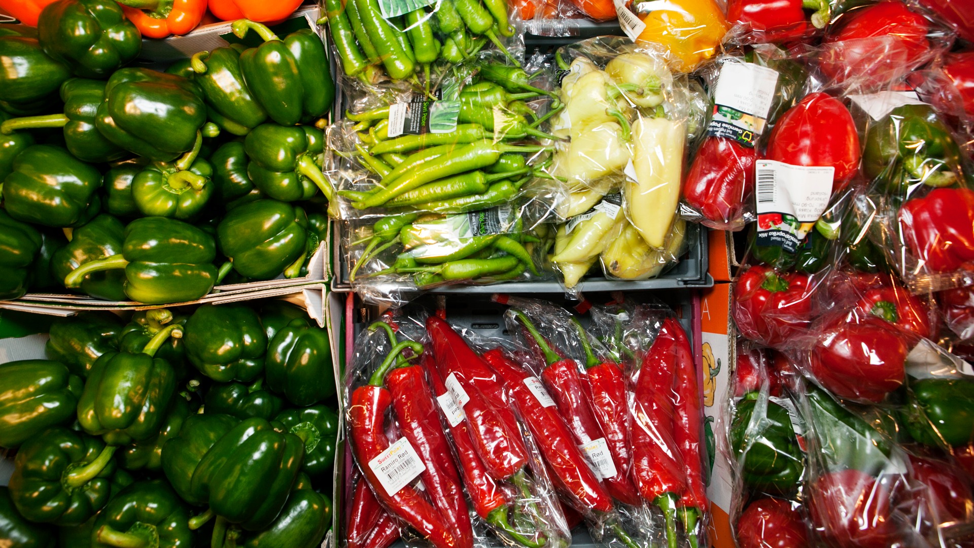 paprikor i olika färger