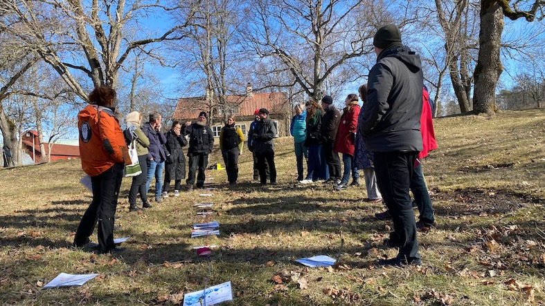 Personer på en gräsmatta