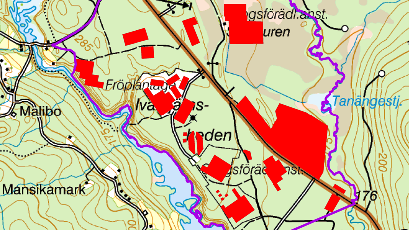 Bilden visar karta över Jädraås försökspark
