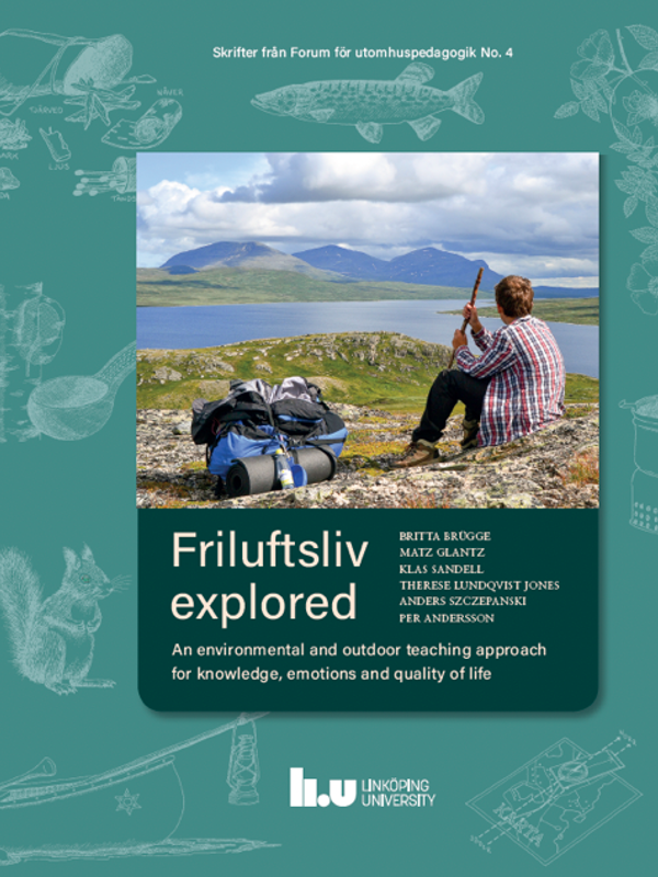 Framsida av engelsk version av boken Friluftslivets pedagogik