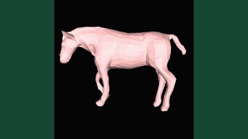 Foto från en scanner av en 3d-modell av en häst.