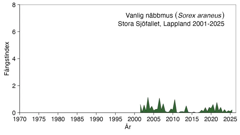 Diagram visar antalet fångade näbbmöss.