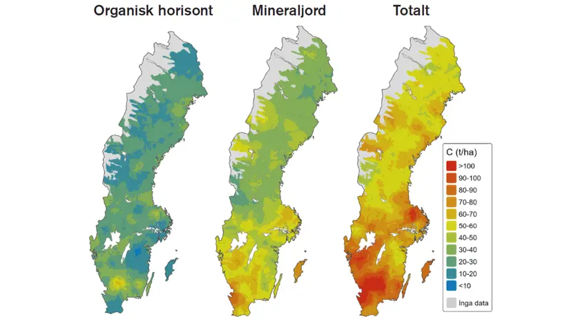 Tre olika kartor över Sverige