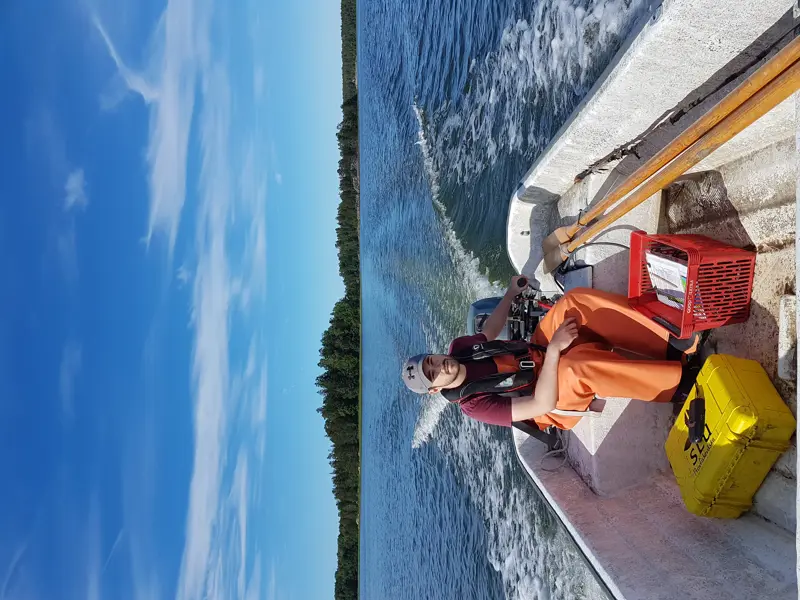 En person sitter i en båt
