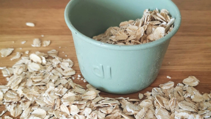 A small bowl with oatmeal.
