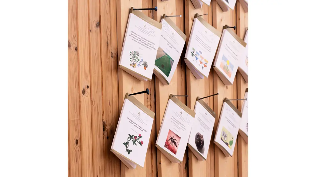 Doktorsavhandlingar uppspikade på en vägg.