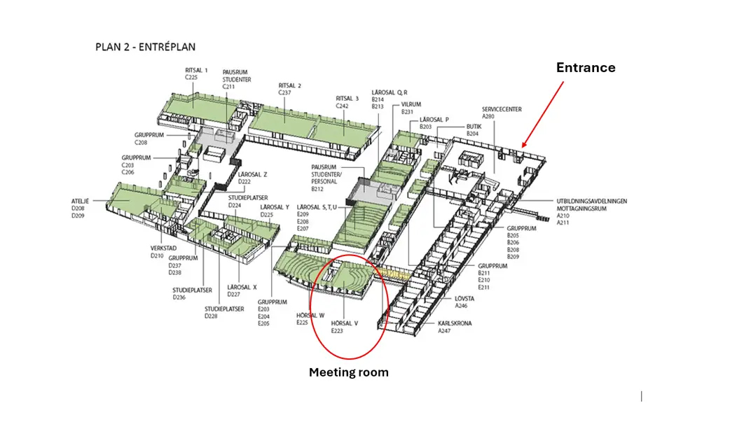 Illustrative map of one of the buildings at the Swedish University of Agricultural Sciences.