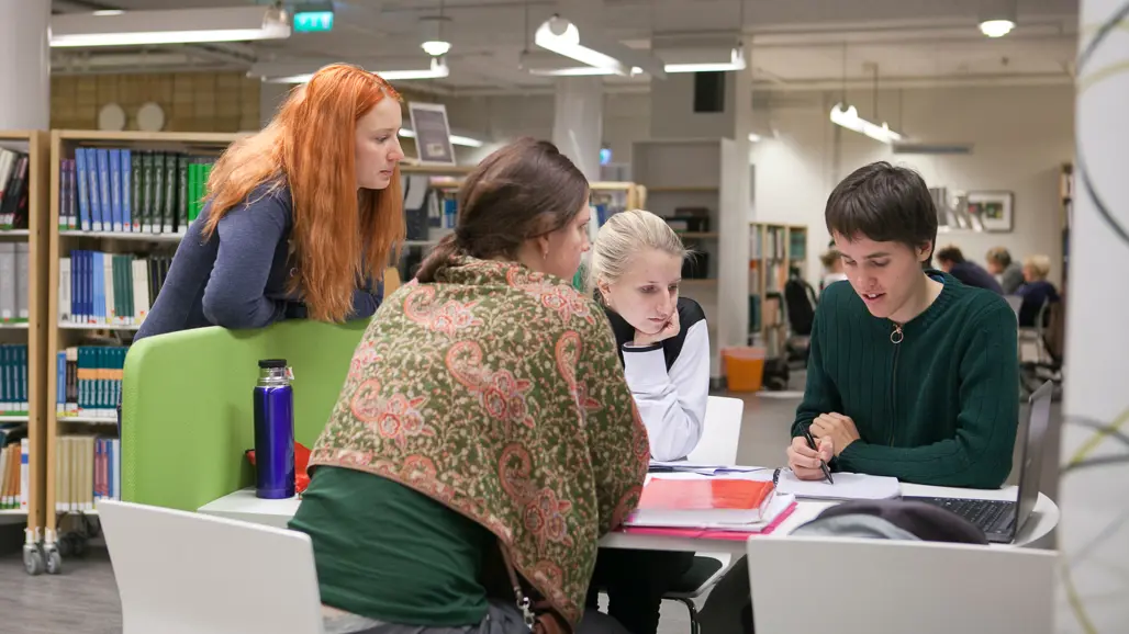 Students studying at the SLU University Library in Umeå.