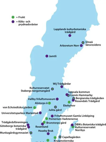 På en karta över Sverige är de lokala klonarkiven inprickade.