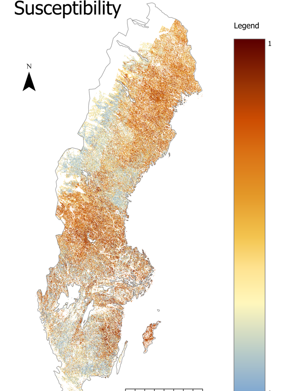 Karta över brandkänslighet. Bild.
