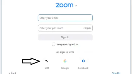 Screenshot of Zoom - Log in with SSO