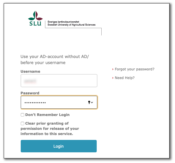 Skärmbild av Zoom - Skriv användarnamn och lösenord
