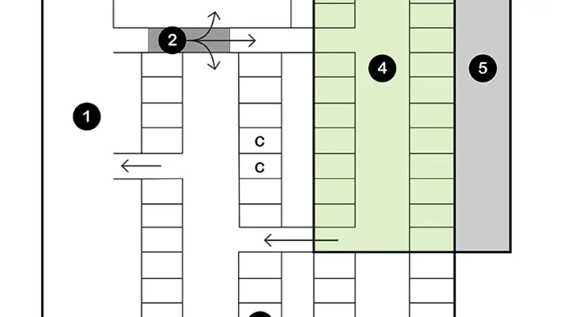 Ritning (planskiss) över hur stallet var planerat under omgång 2 i projektet.