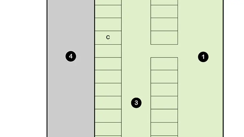 Ritning (planskiss) över hur stallet var planerat under omgång 5 i projektet.