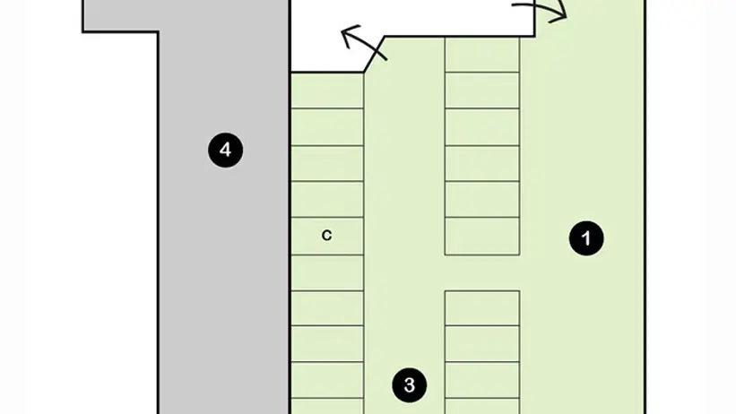 Ritning (planskiss) över hur stallet var planerat under omgång 6 i projektet.