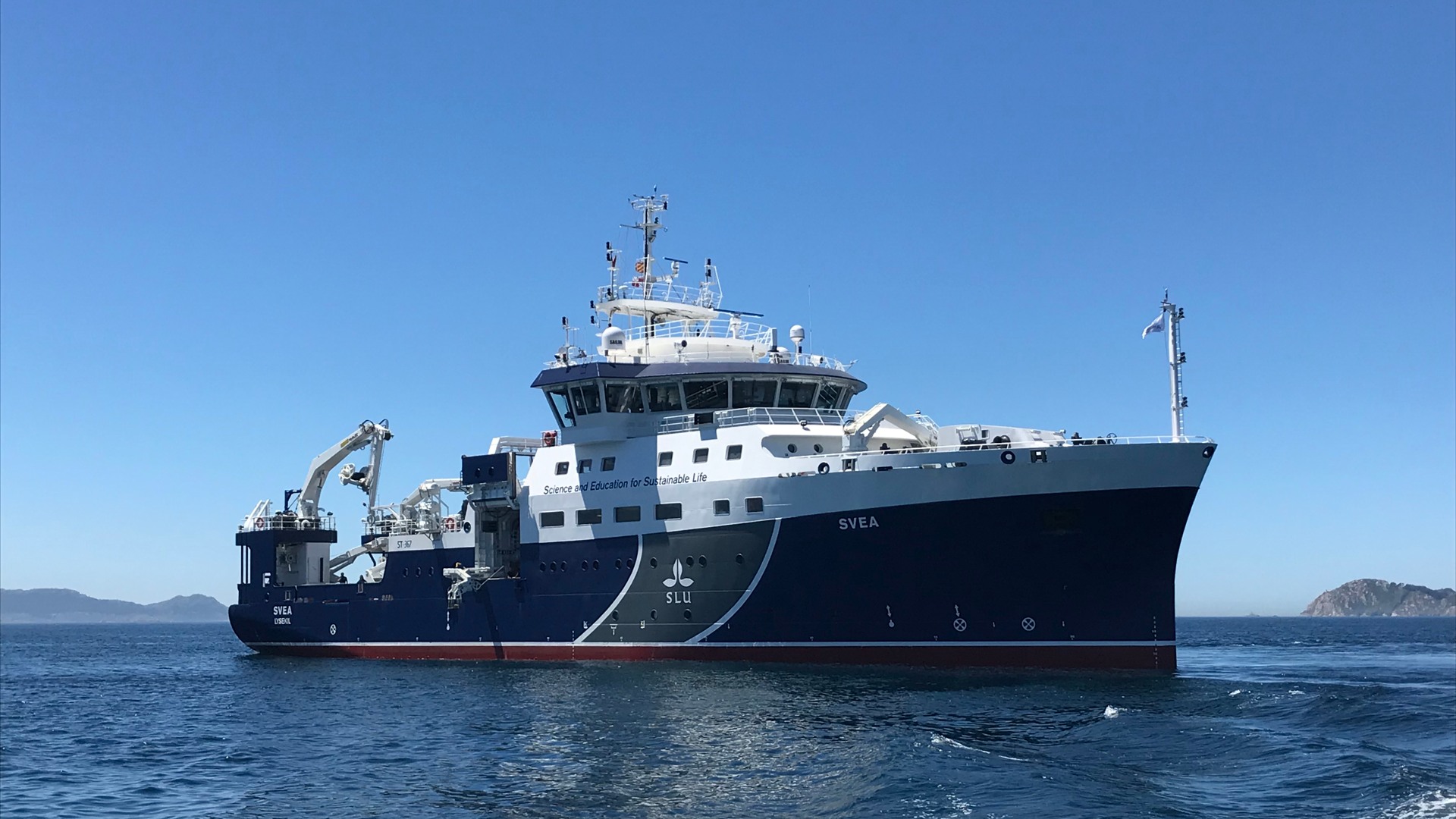 SLU:s forskningsfartyg R/V Svea i Vigobukten, Spanien. Foto: Malin Andersson/Sjöfartsverket
