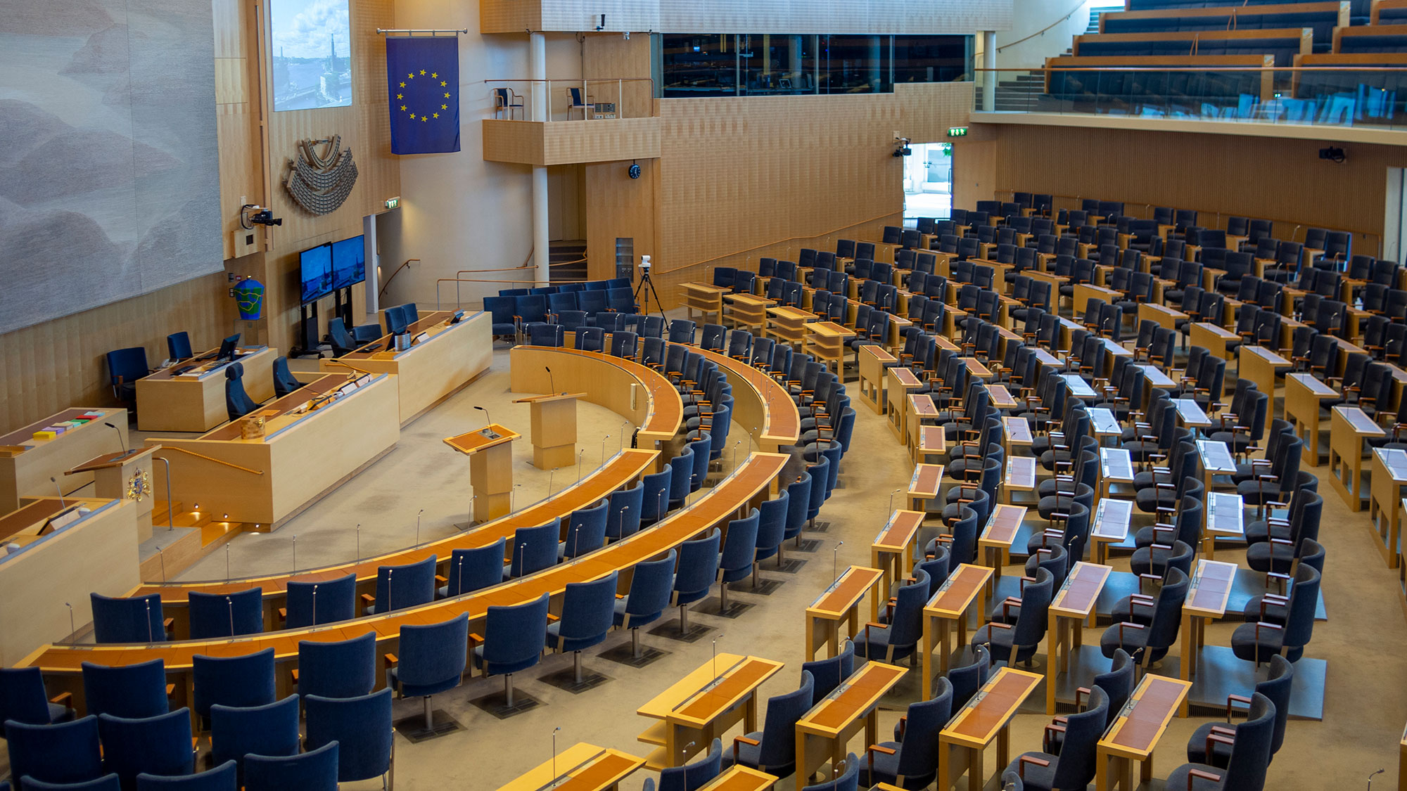 Interiör från Sveriges Riksdag. Foto: Wikimedia commons CC BY-SA 4.0