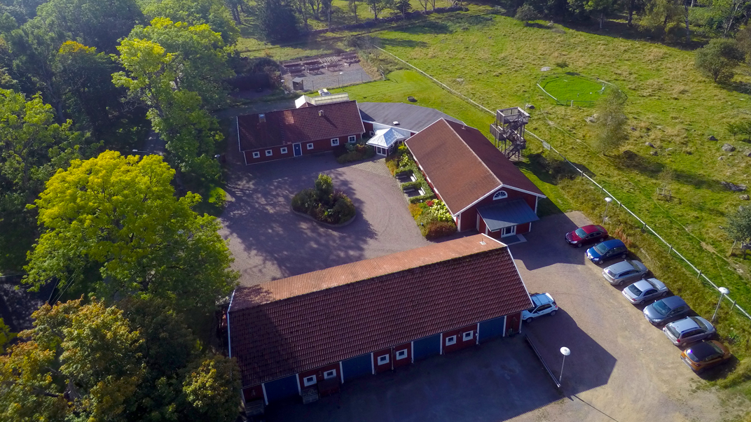 Three buildings viewed from above