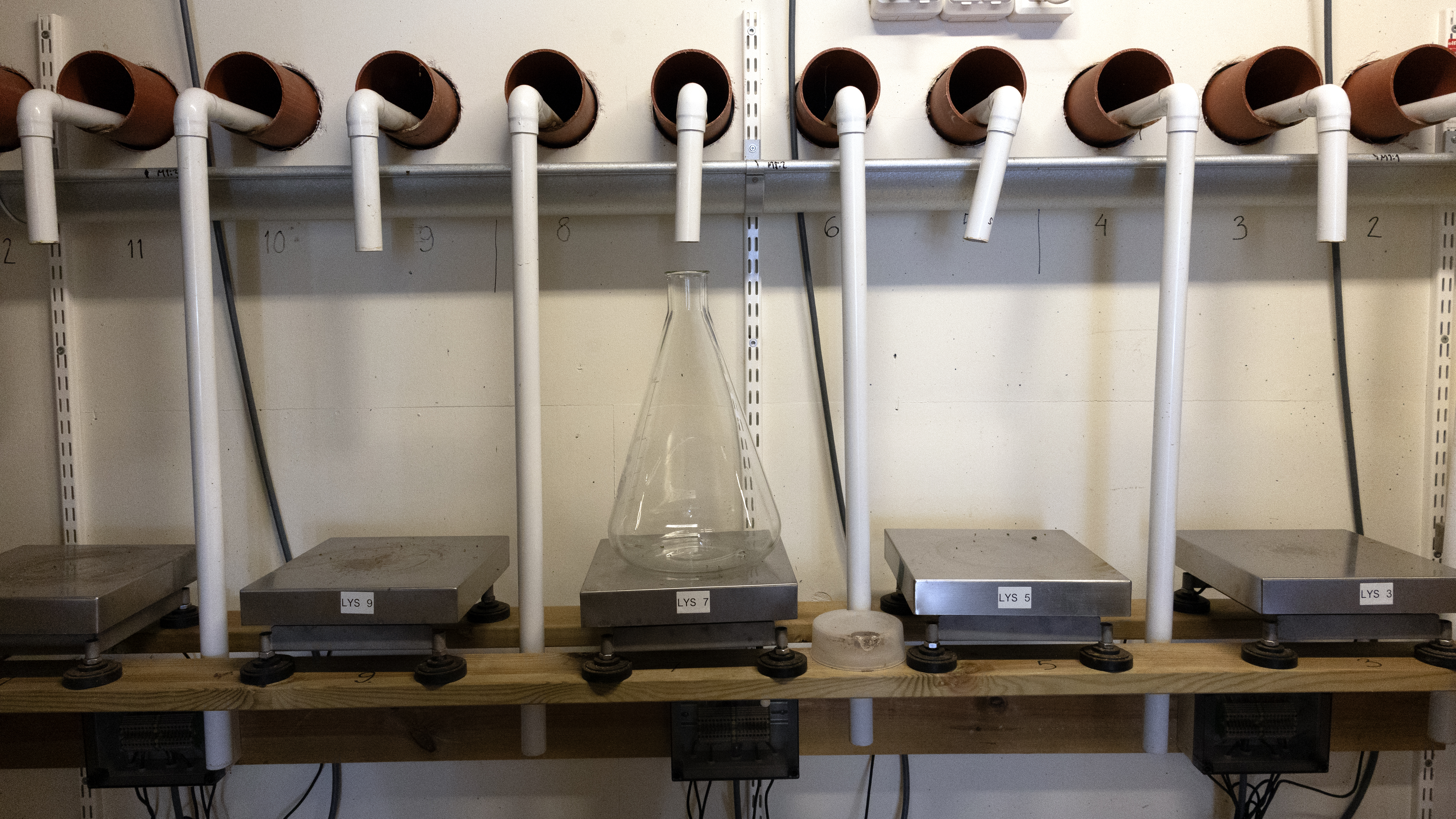 E-kolv placerad under rör. Foto.