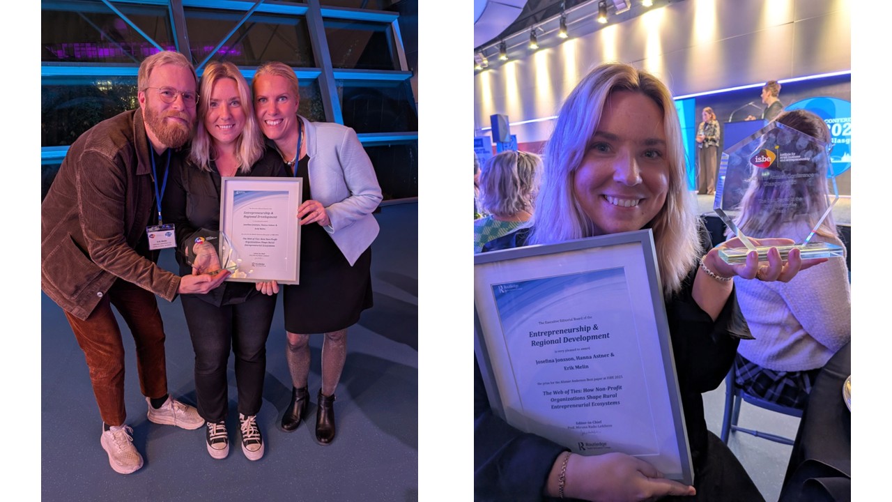 Två bilder som visar vinnarna av ISBE pris 2025.