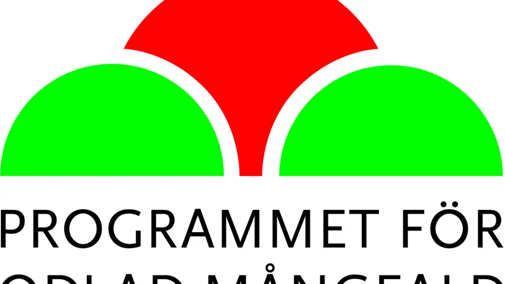 Poms logotyp består av två gröna halvcirklar och en röd halvcirkel.