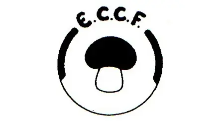 Logotype depicting a mushroom with the the E.C.C.F. above it. Graphics