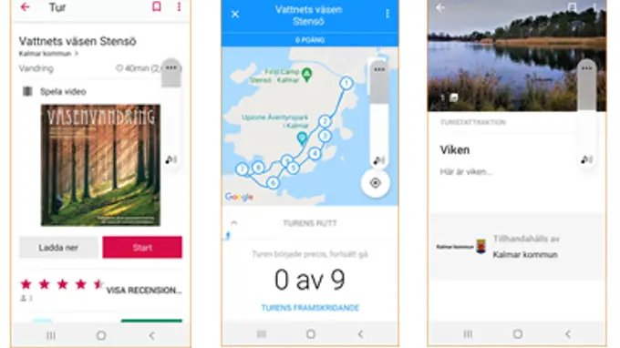Skärmdumpar från app
