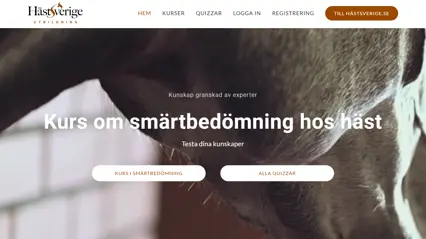 Skärmdump av kursutbudet på häst-kunskapssajten www.HästSverige.se.