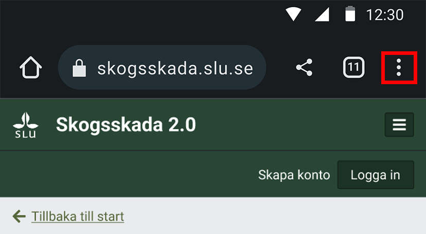 Skärmbild som visar steg i inställning. Bild. 