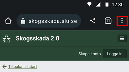 Skärmbild som visar steg i inställning. Bild.