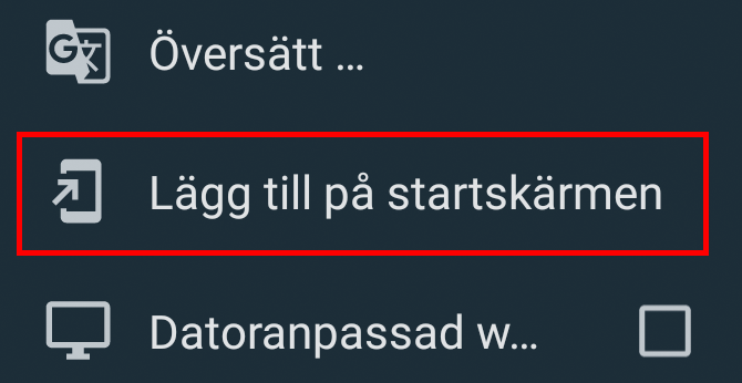 Skärmbild som visar steg i inställning. Bild. 