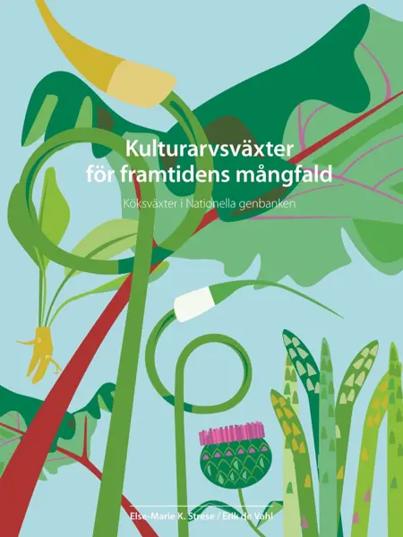 På omslaget av boken syns en mängd tecknade köksväxter, till exempel kronärtskocka och olika lökar.