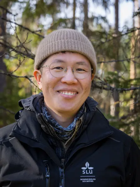 Portrait of researcher in forest.