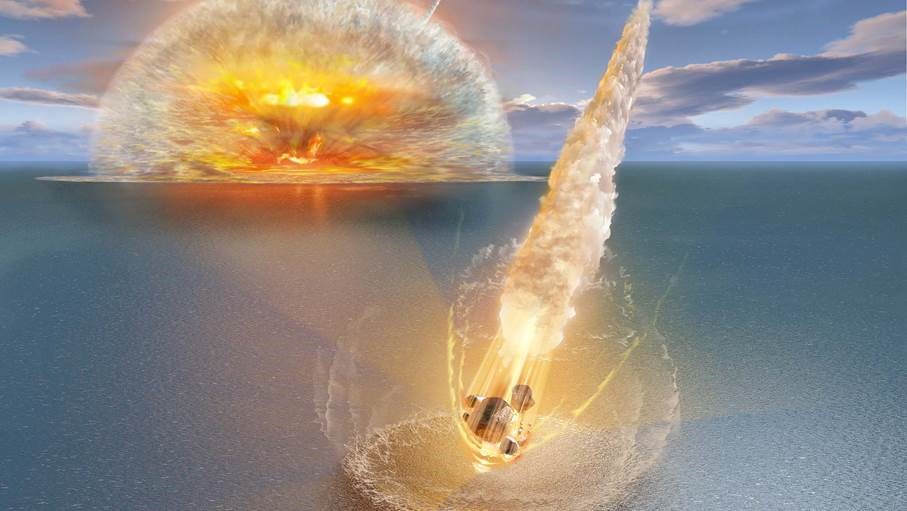 Illustration över ett meteoritnedslag i Lockne. 