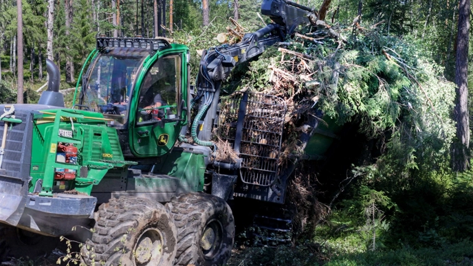 tractor in the forest