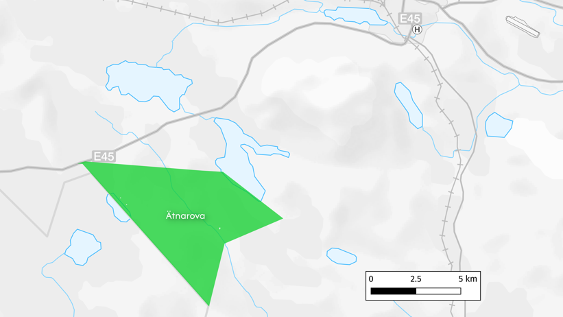 Map showing the extent of Ätnarova experimental forest