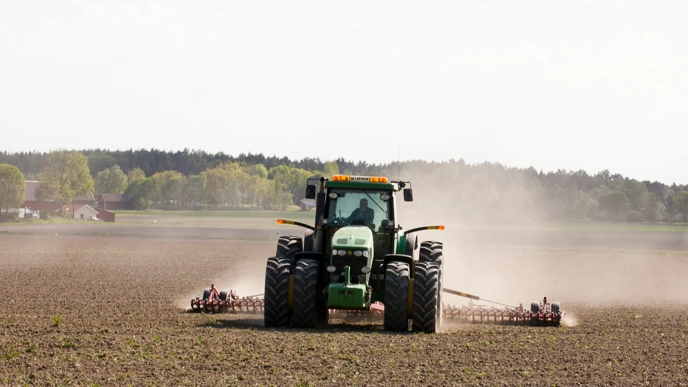 A tractor in a field